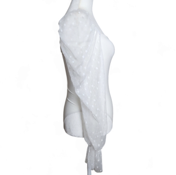 Nwt,Wdirara | Womens White Long sleeve,laced Bodysuit - Picture 3 of 8